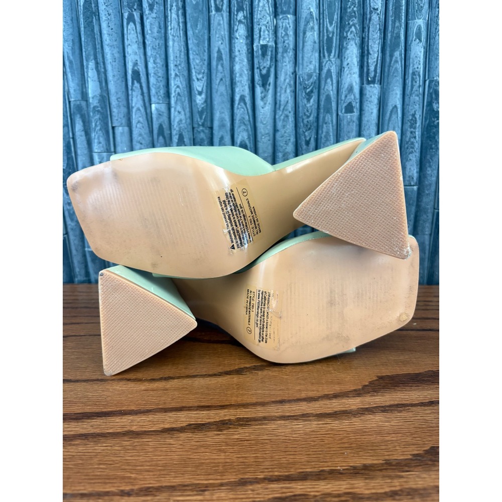 Unilady TRI-1 Sage Green Square Toe Triangular Block Heel Mule Sandals Womens 7 - Picture 5 of 6